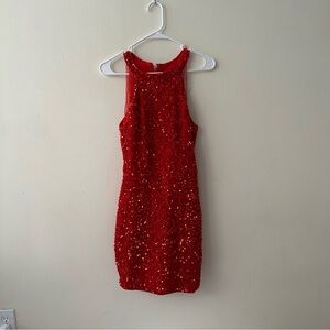 Red sequin dress moving sale